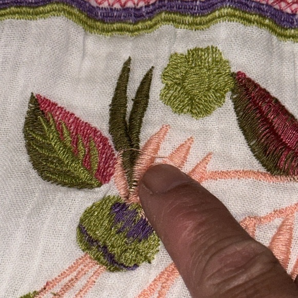 AP.NY New York Embroidered Floral Birds Embroidery Button Front Blouse Top Gauze - Picture 9 of 12